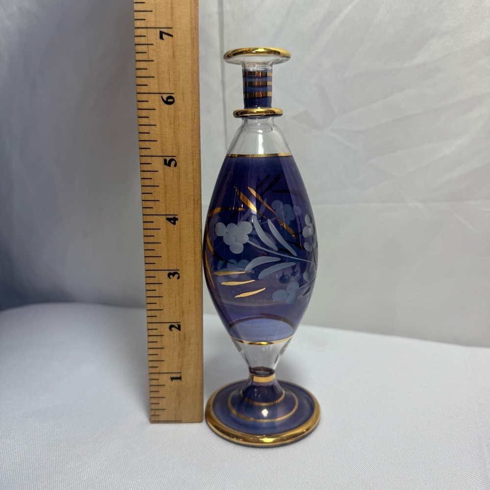 Vintage Elegant Boho Egyptian Colorful Handblown Glass Perfume Bottles Set - Picture 3 of 12
